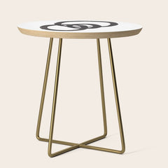 And I Op' Minimalist Ink Line Drawing Abstract Black Brush Strokes Modern Funky Maze by Ejaaz Haniff  Side Table
