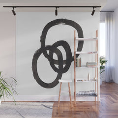 And I Op' Minimalist Ink Line Drawing Abstract Black Brush Strokes Modern Funky Maze by Ejaaz Haniff  Wall Mural