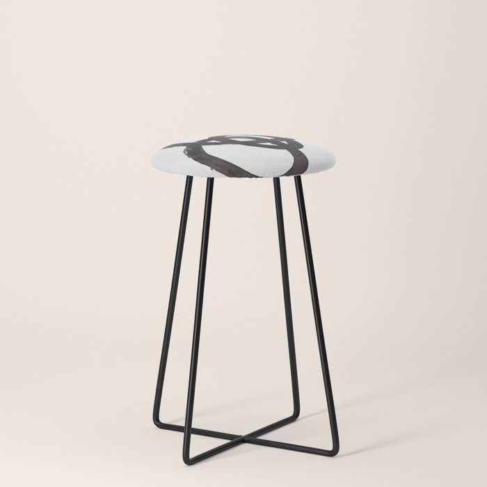And I Op' Minimalist Ink Line Drawing Abstract Black Brush Strokes Modern Funky Maze by Ejaaz Haniff  Stool