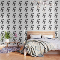 And I Op' Minimalist Ink Line Drawing Abstract Black Brush Strokes Modern Funky Maze by Ejaaz Haniff  Wallpaper