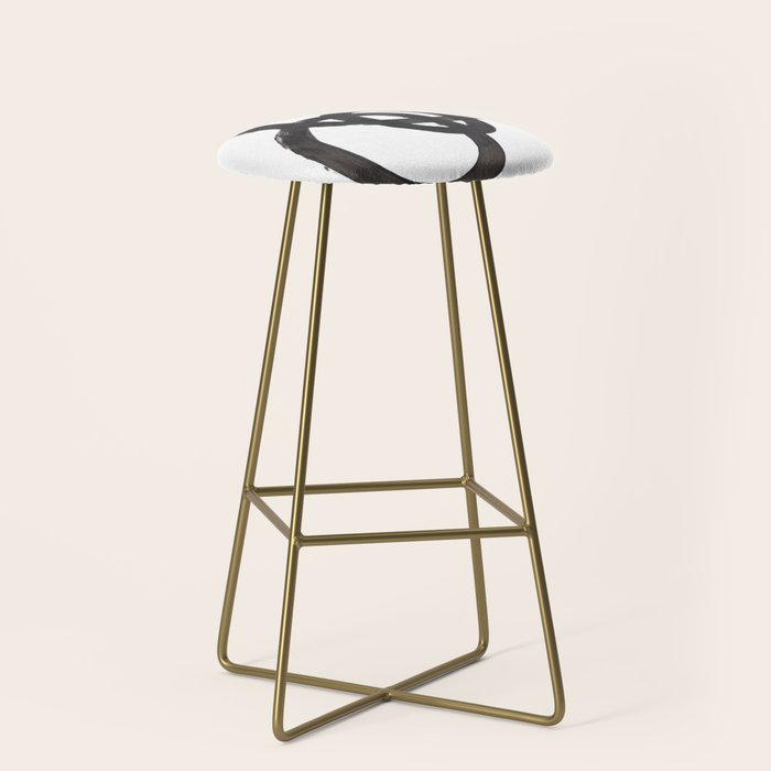 And I Op' Minimalist Ink Line Drawing Abstract Black Brush Strokes Modern Funky Maze by Ejaaz Haniff  Stool