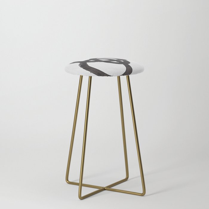 And I Op' Minimalist Ink Line Drawing Abstract Black Brush Strokes Modern Funky Maze by Ejaaz Haniff  Stool