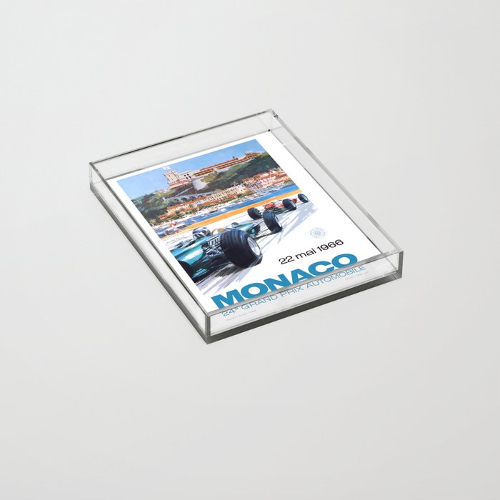 1966 MONACO Grand Prix Racing Poster Acrylic Tray