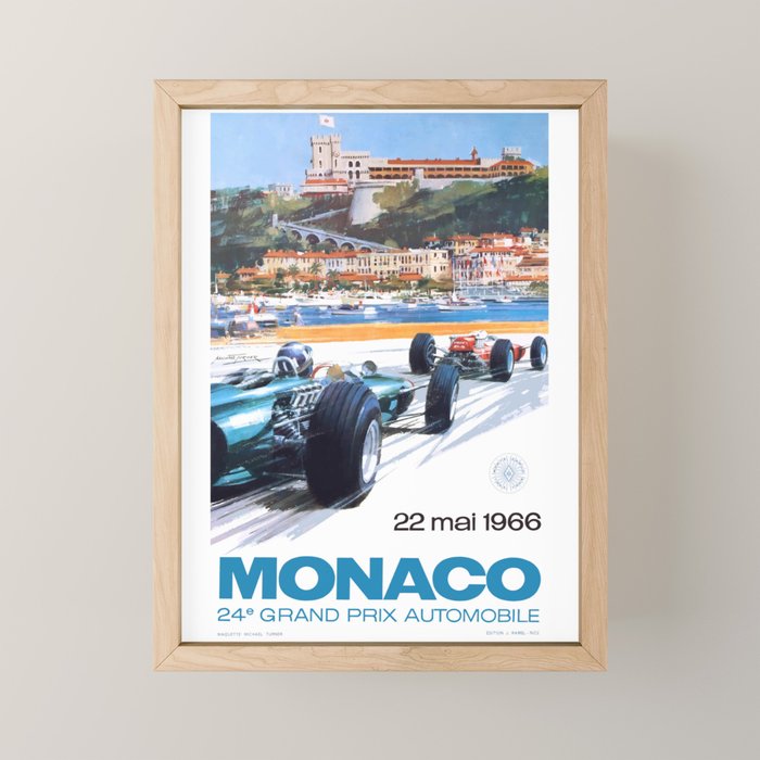 1966 MONACO Grand Prix Racing Poster Mini Art Print