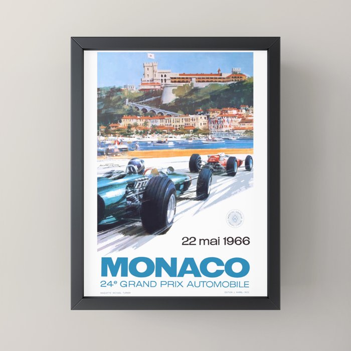 1966 MONACO Grand Prix Racing Poster Mini Art Print
