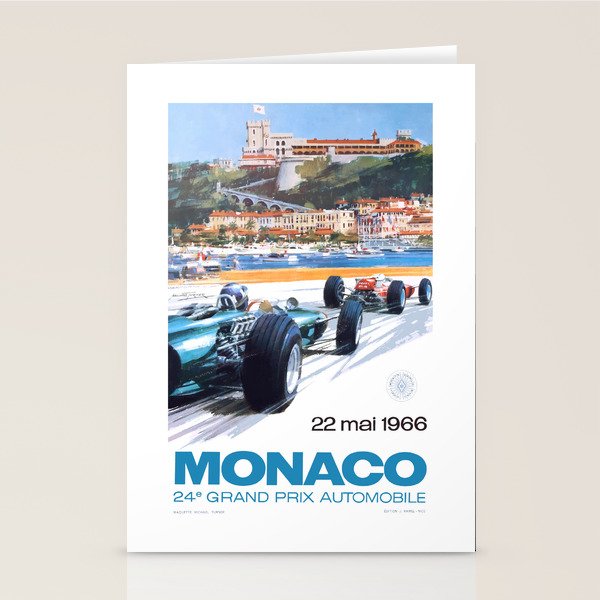 1966 MONACO Grand Prix Racing Poster Stationery Card