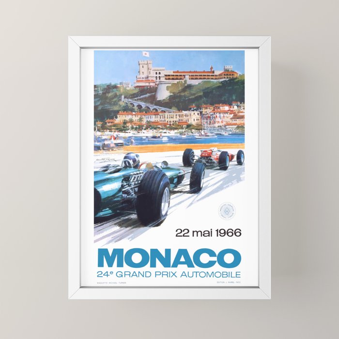 1966 MONACO Grand Prix Racing Poster Mini Art Print