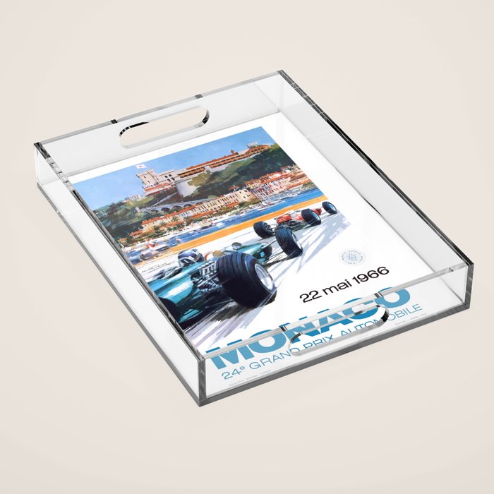 1966 MONACO Grand Prix Racing Poster Acrylic Tray