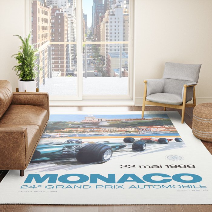 1966 MONACO Grand Prix Racing Poster Rug