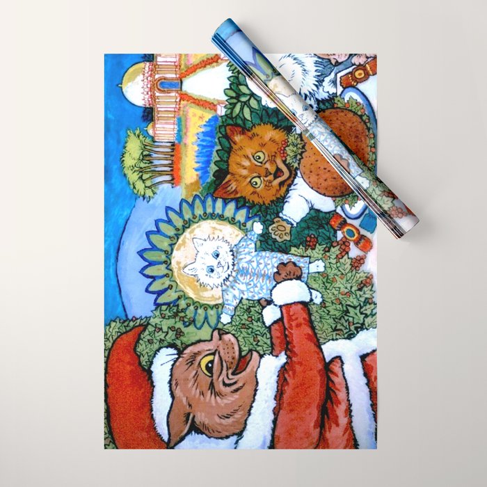 Christmas Gift' Louis Wain Vintage Cat Wrapping Paper