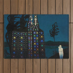 Confirmation of Love,' Magical Realism Portrait Painting by Boles����aw Biegas Outdoor Rug