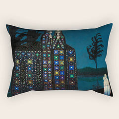 Confirmation of Love,' Magical Realism Portrait Painting by Boles����aw Biegas Rectangular Pillow
