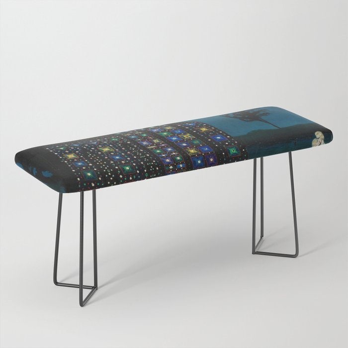 Confirmation of Love,' Magical Realism Portrait Painting by Boles����aw Biegas Bench