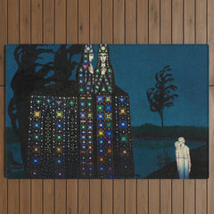 Confirmation of Love,' Magical Realism Portrait Painting by Boles����aw Biegas Outdoor Rug
