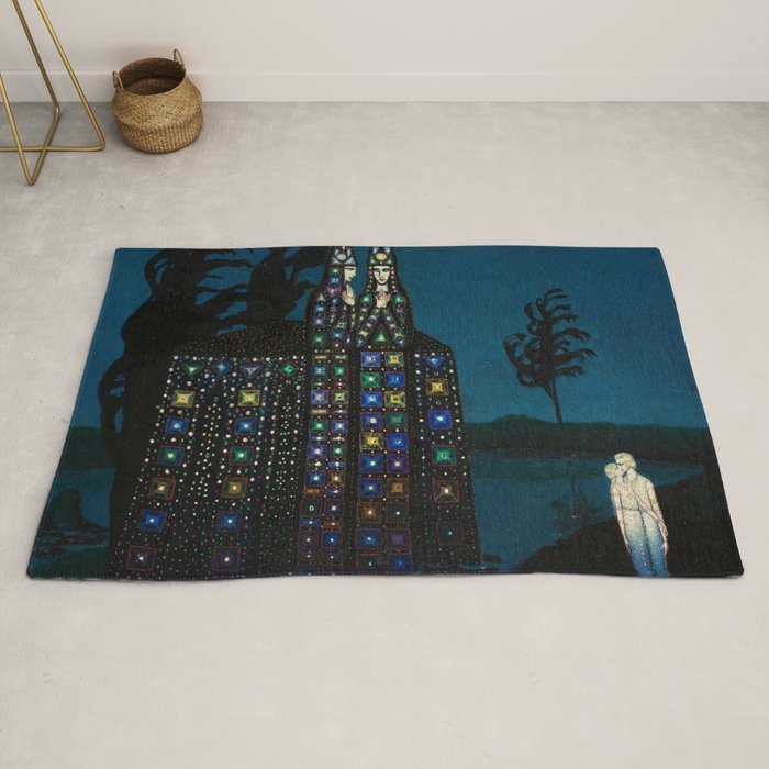 Confirmation of Love,' Magical Realism Portrait Painting by Boles����aw Biegas Rug