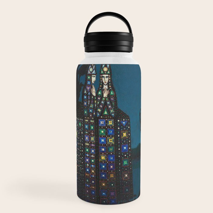 Confirmation of Love,' Magical Realism Portrait Painting by Boles����aw Biegas Water Bottle