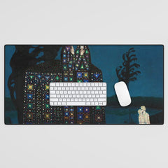 Confirmation of Love,' Magical Realism Portrait Painting by Boles����aw Biegas Desk Mat