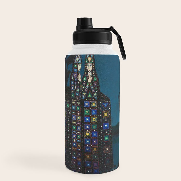 Confirmation of Love,' Magical Realism Portrait Painting by Boles����aw Biegas Water Bottle