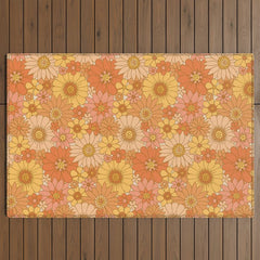 70s Retro Daisy Floral Outdoor Rug