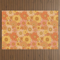 70s Retro Daisy Floral Outdoor Rug