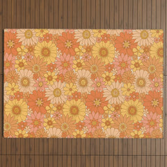 70s Retro Daisy Floral Outdoor Rug