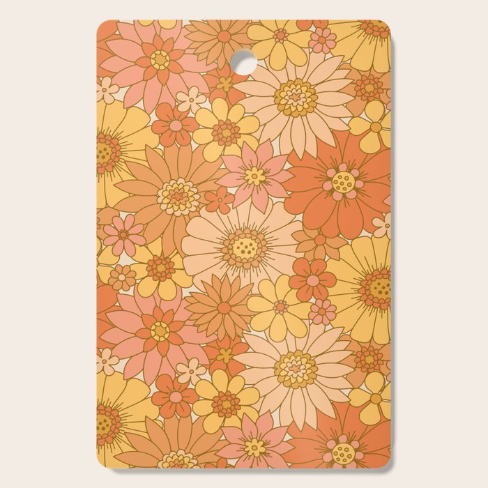 70s Retro Daisy Floral Cutting Board