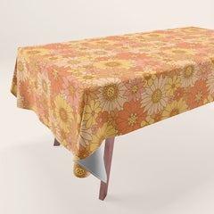 70s Retro Daisy Floral Tablecloth