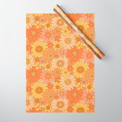 70s Retro Daisy Floral Wrapping Paper