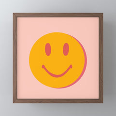 70s retro yellow smile face illustration  Mini Art Print