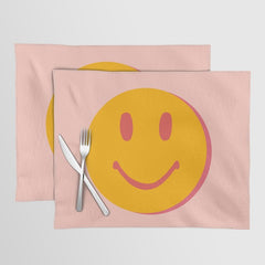 70s retro yellow smile face illustration  Placemat