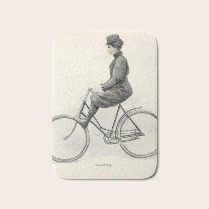 "Coasting" from "Bicycling for Ladies" by Maria E. Ward, 1896 Bath Mat