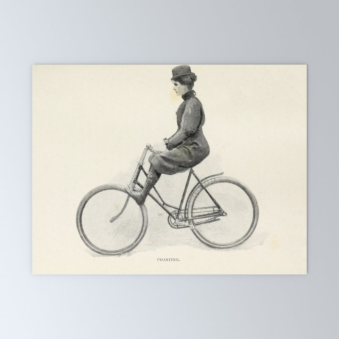 "Coasting" from "Bicycling for Ladies" by Maria E. Ward, 1896 Mini Art Print