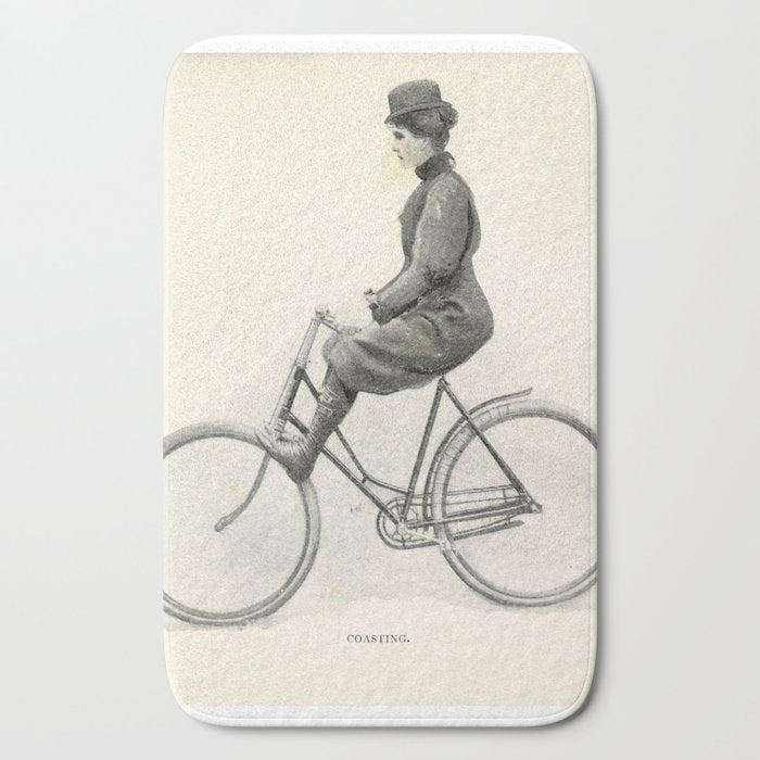 "Coasting" from "Bicycling for Ladies" by Maria E. Ward, 1896 Bath Mat