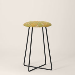 70s groovy retro floral pattern orange brown green handdrawn by surfy birdy  Stool