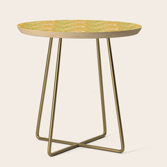 70s groovy retro floral pattern orange brown green handdrawn by surfy birdy  Side Table