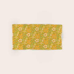 70s groovy retro floral pattern orange brown green handdrawn by surfy birdy  Bath Towel