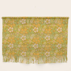 70s groovy retro floral pattern orange brown green handdrawn by surfy birdy  Wall Hanging