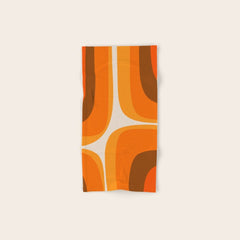 70s Retro Groove Minimalist Mid Century Modern Abstract in 1970s Brown and Orange Bath Towel