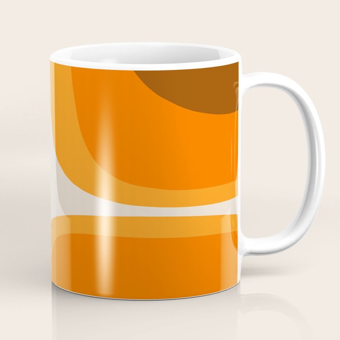 70s Retro Groove Minimalist Mid Century Modern Abstract in 1970s Brown and Orange Coffee Mug