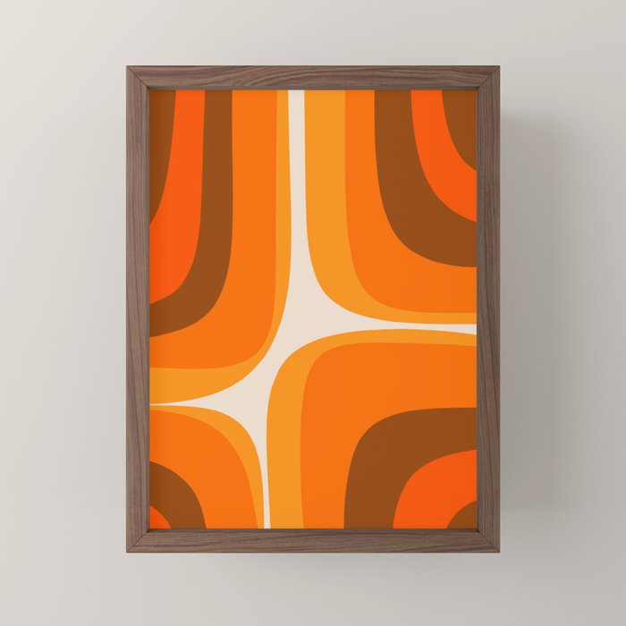 70s Retro Groove Minimalist Mid Century Modern Abstract in 1970s Brown and Orange Mini Art Print