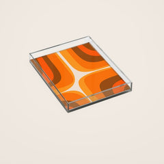 70s Retro Groove Minimalist Mid Century Modern Abstract in 1970s Brown and Orange Acrylic Tray