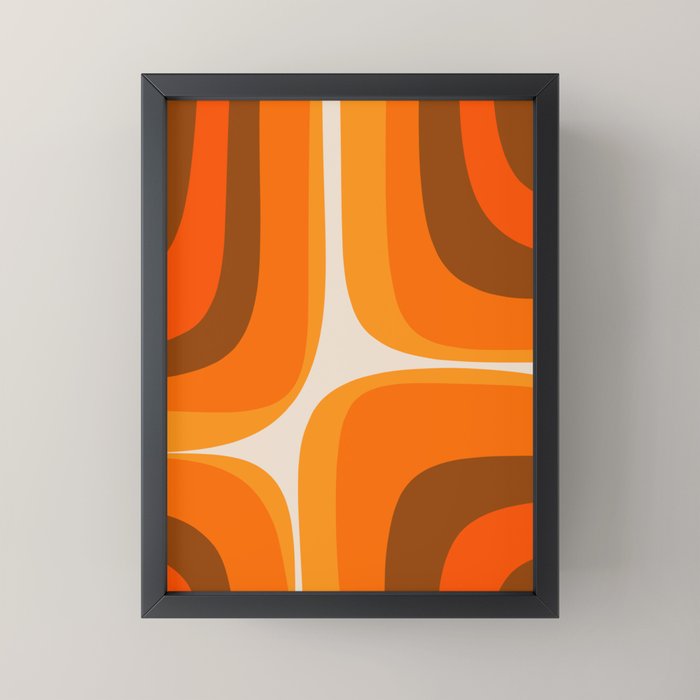 70s Retro Groove Minimalist Mid Century Modern Abstract in 1970s Brown and Orange Mini Art Print