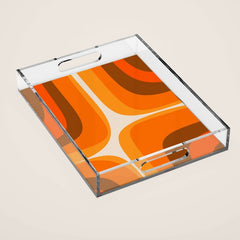 70s Retro Groove Minimalist Mid Century Modern Abstract in 1970s Brown and Orange Acrylic Tray