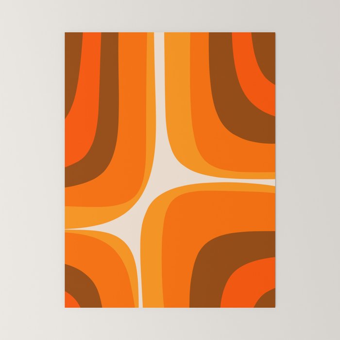 70s Retro Groove Minimalist Mid Century Modern Abstract in 1970s Brown and Orange Mini Art Print