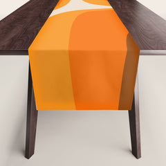 70s Retro Groove Minimalist Mid Century Modern Abstract in 1970s Brown and Orange Table Runner