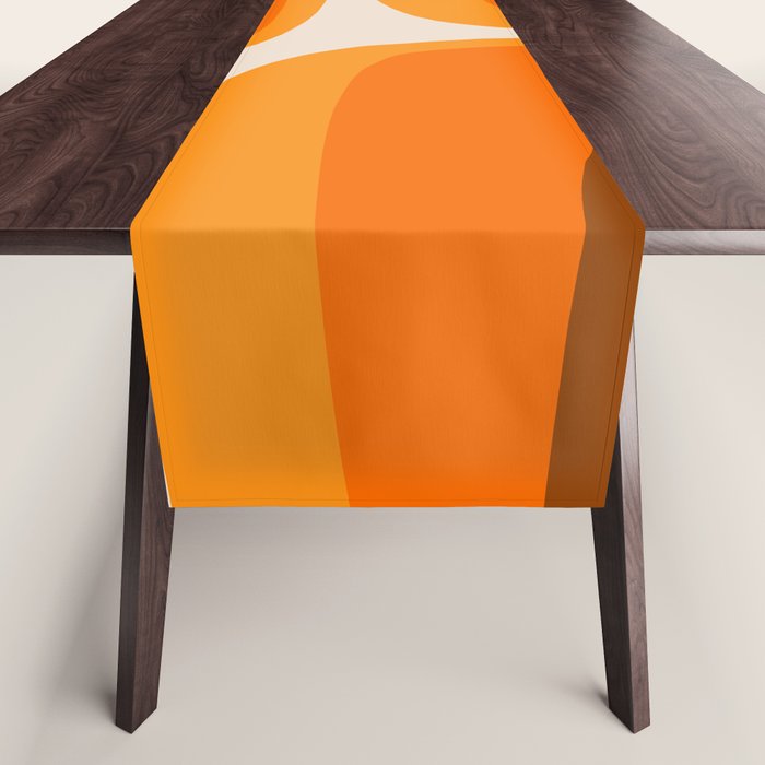 70s Retro Groove Minimalist Mid Century Modern Abstract in 1970s Brown and Orange Table Runner