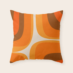 70s Retro Groove Minimalist Mid Century Modern Abstract in 1970s Brown and Orange Throw Pillow