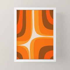 70s Retro Groove Minimalist Mid Century Modern Abstract in 1970s Brown and Orange Mini Art Print