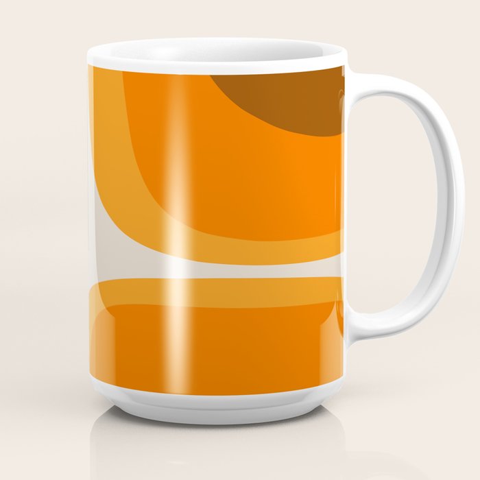 70s Retro Groove Minimalist Mid Century Modern Abstract in 1970s Brown and Orange Coffee Mug