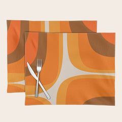 70s Retro Groove Minimalist Mid Century Modern Abstract in 1970s Brown and Orange Placemat